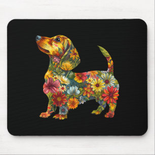 Alfombrilla De Ratón Dachshund Floral Perrito Lindo Amante de Animales