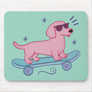 Alfombrilla De Ratón Dachshund Genial Patinando   Arte Divertido de Per