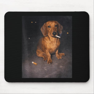 Alfombrilla De Ratón Dachshund gracioso meme perro fumando cigarrillo