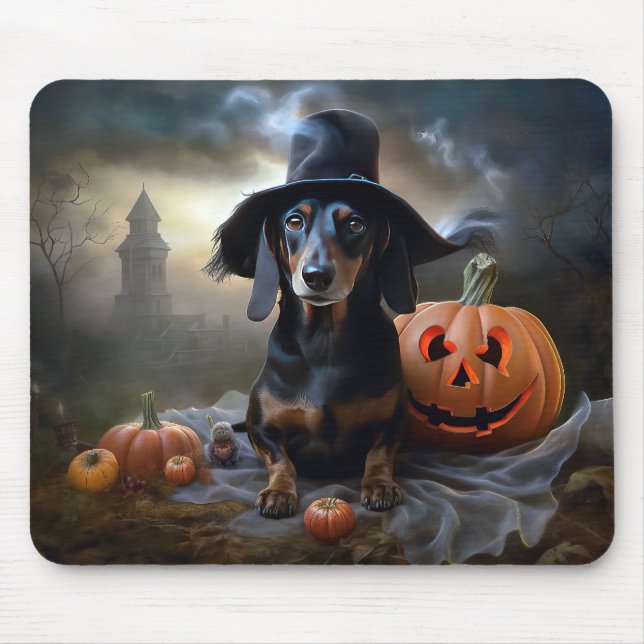 Alfombrilla De Ratón Dachshund Halloween Scary (Frente)