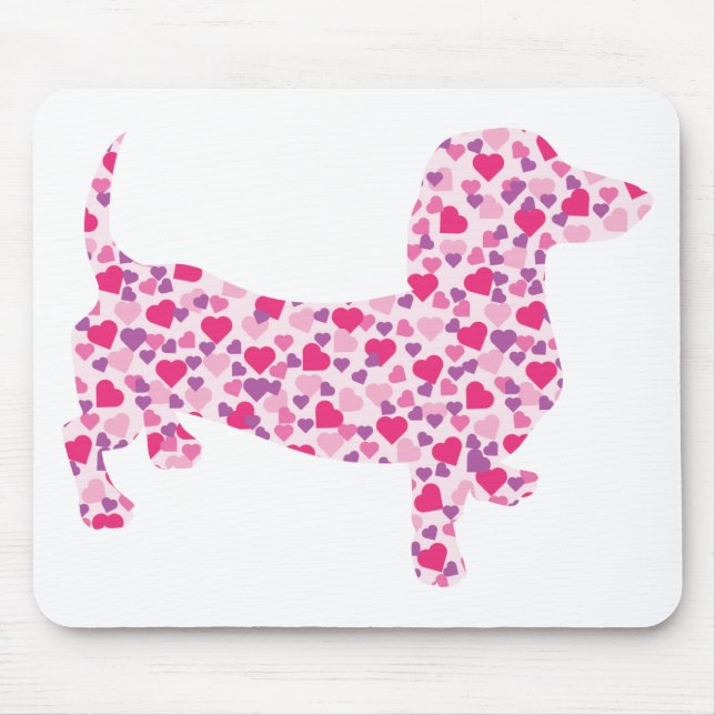 Alfombrilla De Ratón Dachshund Hearts (Frente)