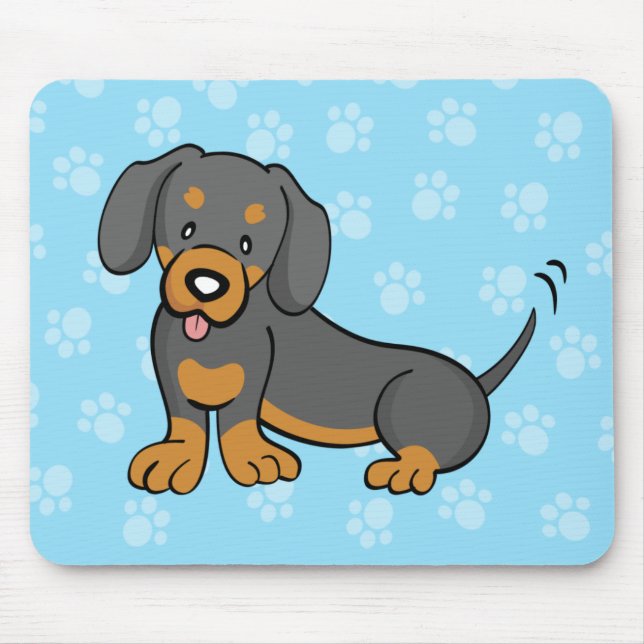 Alfombrilla De Ratón Dachshund lindo Mousepad del perro del dibujo (Frente)