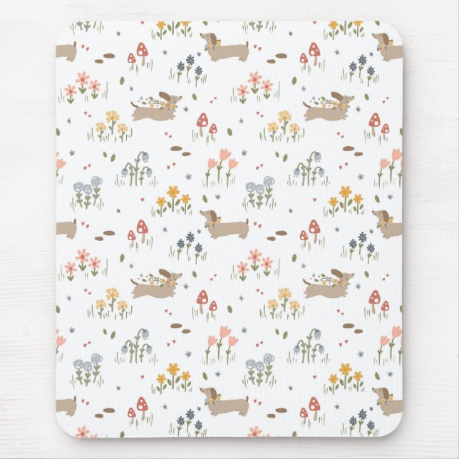Alfombrilla De Ratón Dachshund Lover Weiner Dog Sausage Dog Wildflower (Frente)