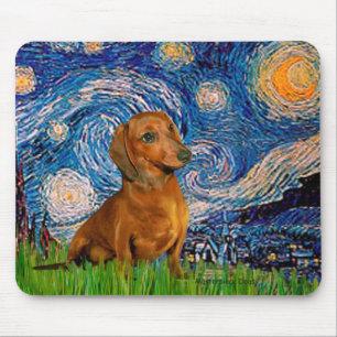 Alfombrilla De Ratón Dachshund (Marrón1) - Noche estrellada