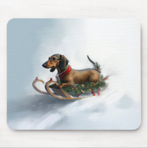 Alfombrilla De Ratón Dachshund Navidad nieve invierno