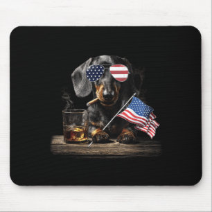 Alfombrilla De Ratón Dachshund Perro Papá Patriótico Bandera Americana