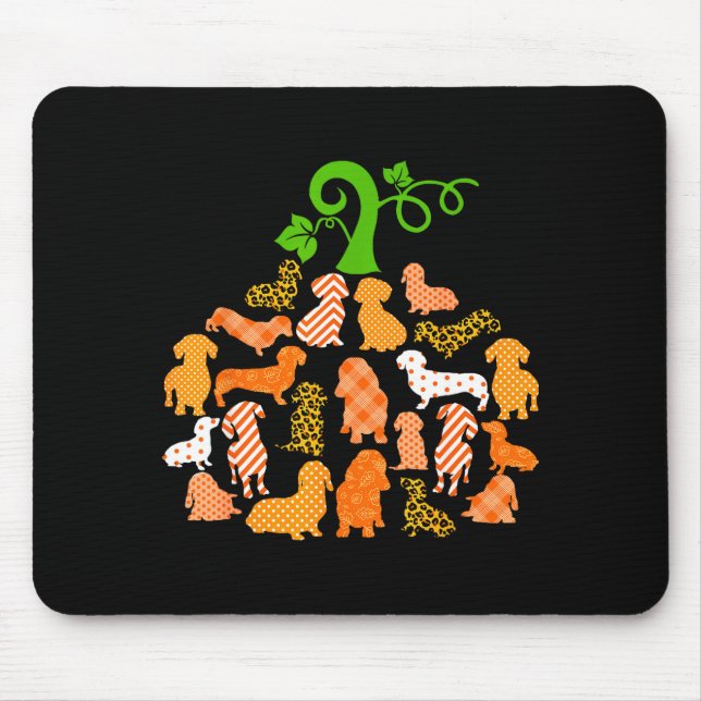 Alfombrilla De Ratón Dachshund Pumpkin Shape Plaid Leopard Dog Autumn H (Frente)