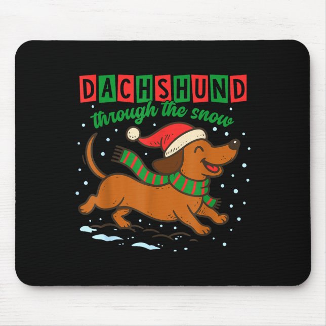Alfombrilla De Ratón Dachshund Through The Snow Funny Christmas Wiener  (Frente)