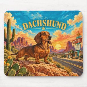 Alfombrilla De Ratón Dachshund, Valle del Monumento Acuarela Vintage