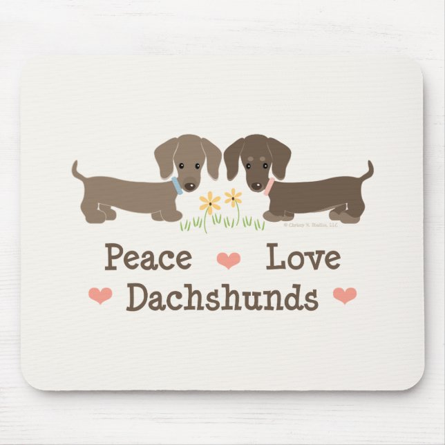 Alfombrilla De Ratón Dachshunds Mousepad del amor de la paz (Frente)