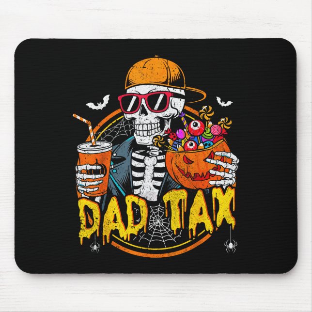 Alfombrilla De Ratón Dad Tax Skeleton Halloween Costume Candy Pumpkin D (Frente)