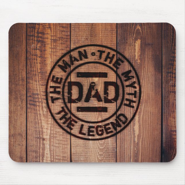 Alfombrilla De Ratón Dad The Man Mymythe Legend Rustic Wood Pyrography (Frente)