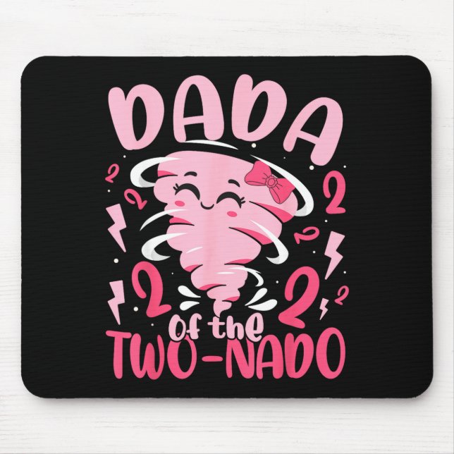 Alfombrilla De Ratón Dada del cumpleaños número 2 con tema de tornado d (Frente)
