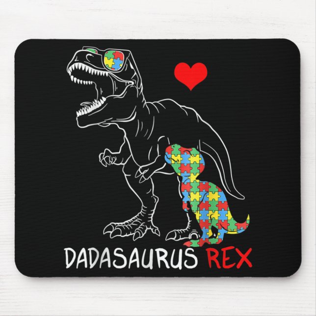Alfombrilla De Ratón Dadasaurus Rex Autism Awareness Orgulloso padre de (Frente)