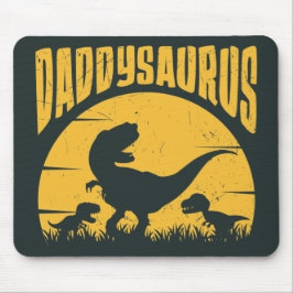 Alfombrilla De Ratón Daddysaurus Dinosaurios Padre Negro Amarillo