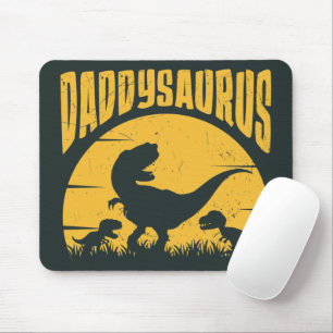 Alfombrilla De Ratón Daddysaurus Dinosaurios Padre Papá Negro Amarillo