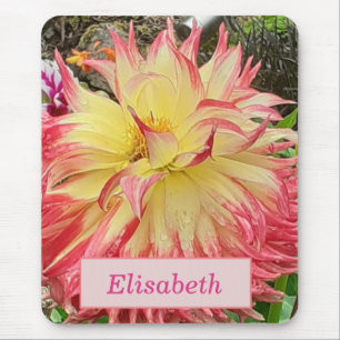 Alfombrilla De Ratón Dahlia rosa y amarilla