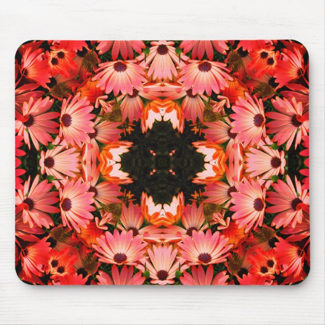 Alfombrilla De Ratón Daisies africanos rosados Resumen de arte floral (Frente)