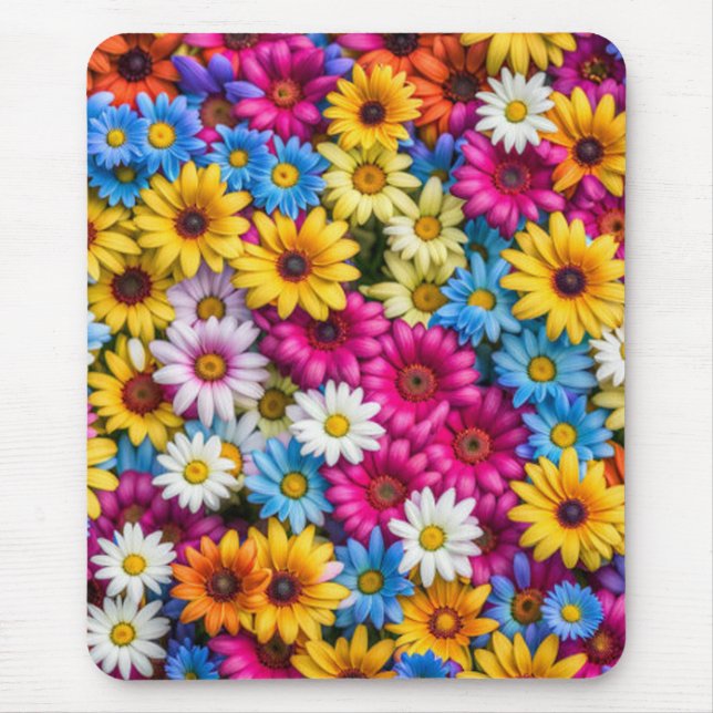 Alfombrilla De Ratón Daisies coloridos #55 - (Frente)