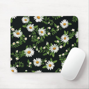 Alfombrilla De Ratón Daisies De Acuarela Sobre Negro