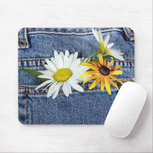 Alfombrilla De Ratón Daisies en Blue Jean Pocket