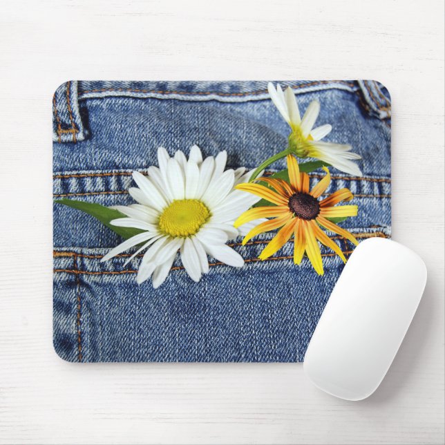 Alfombrilla De Ratón Daisies en Blue Jean Pocket (Con ratón)