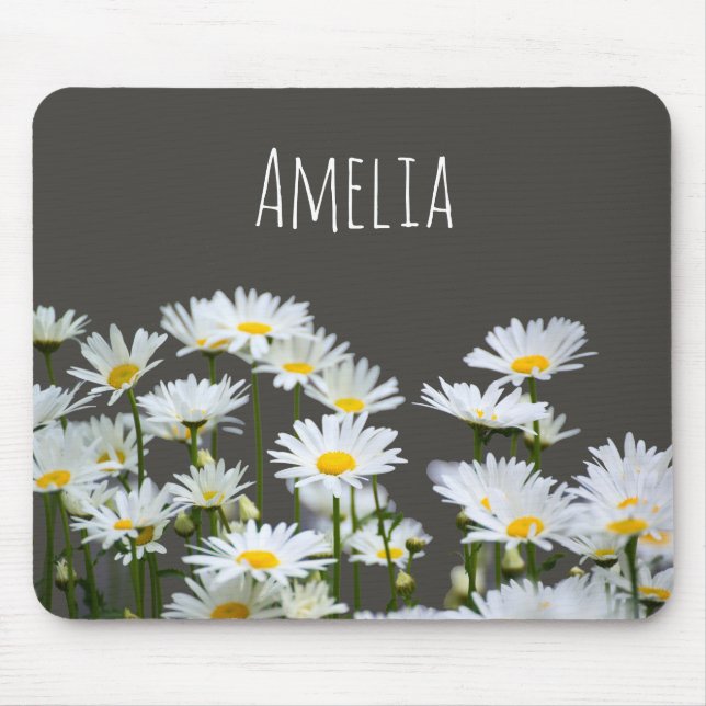 Alfombrilla De Ratón Daisies on Grey Personalised (Frente)