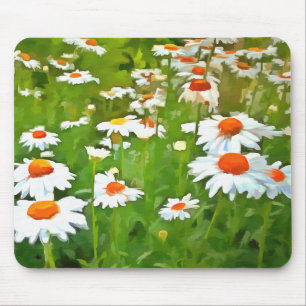 Alfombrilla De Ratón Daisitas de los Jardínes Blancos Brillantes y Colo