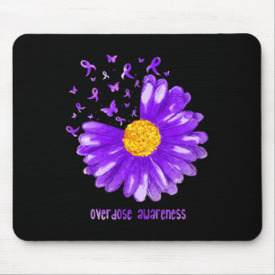 Alfombrilla De Ratón Daisy Butterfly Púrpura Cinta de sobredosis Concie