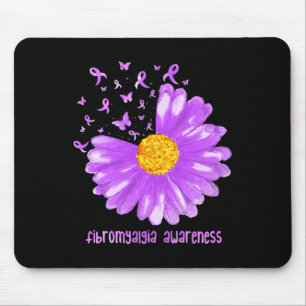 Alfombrilla De Ratón Daisy Butterfly Púrpura Cinta Fibromialgia Awarene