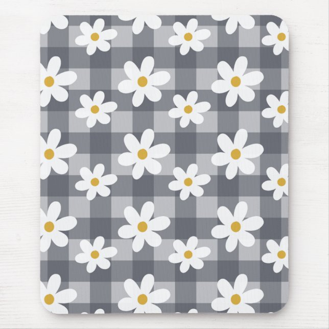Alfombrilla De Ratón Daisy Days Mousepad - Black Gingham (Frente)