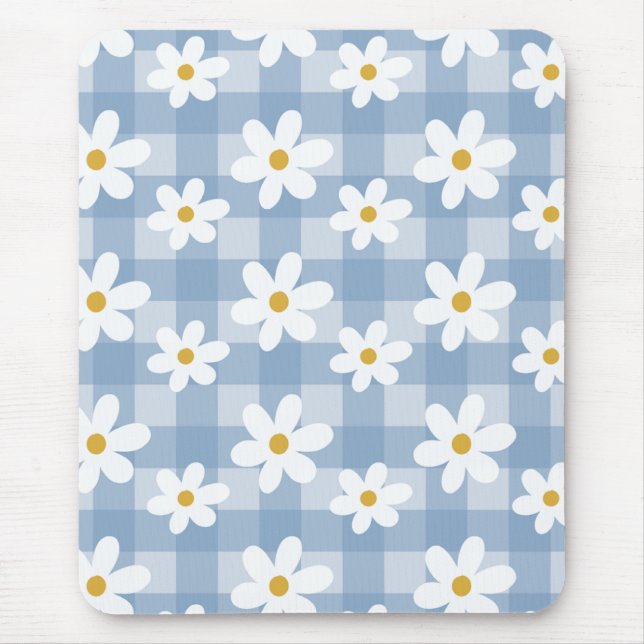 Alfombrilla De Ratón Daisy Days Mousepad - Blue Gingham (Frente)