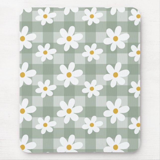 Alfombrilla De Ratón Daisy Days Mousepad - Green Gingham (Frente)