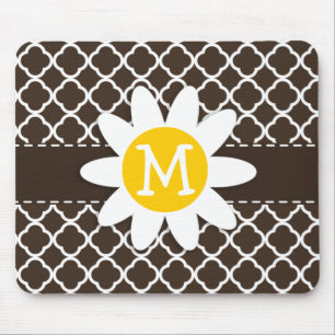 Alfombrilla De Ratón Daisy en Bistre Brown Quatrefoil