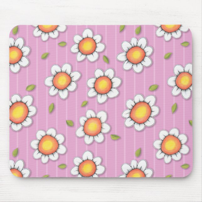 Alfombrilla De Ratón Daisy Joy rosado Daisies Mousepad (Frente)