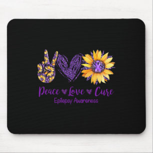 Alfombrilla De Ratón Daisy Peace Love Cure Epilepsia Conciencia Purple 