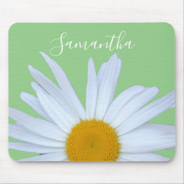Alfombrilla De Ratón Daisy Photo Green Elegant Guión Blanco
