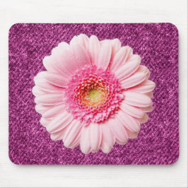Alfombrilla De Ratón Daisy rosado en el morado Denim Boho Mousepad