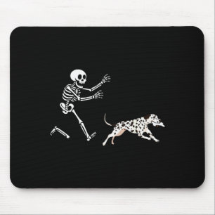 Alfombrilla De Ratón Dálmata Divertido Esqueleto Corriendo Halloween 