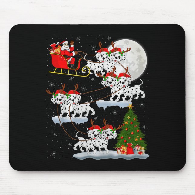 Alfombrilla De Ratón Dalmatian Dog Santa Sleigh Flying Funny Magical Ch (Frente)