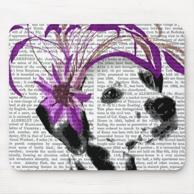 Alfombrilla De Ratón Dalmatiano Con Fascinador Morado (Frente)