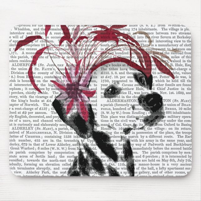Alfombrilla De Ratón Dalmatiano Con Fascinador Rojo (Frente)