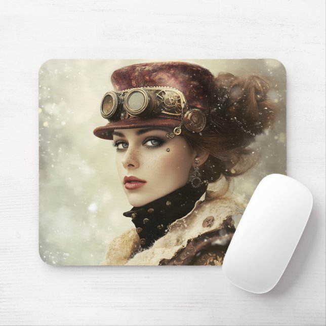 Alfombrilla De Ratón Dama de Steampunk en invierno (Con ratón)