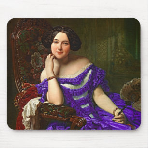 Alfombrilla De Ratón Dama Elegante Vintage Con Vestido Violeta Azul