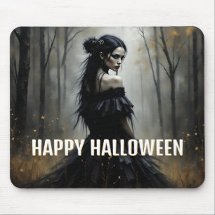 Alfombrilla De Ratón Dama Mística en el oscuro bosque de Halloween