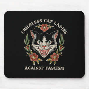 Alfombrilla De Ratón Damas de gato contra las flores del fascismo