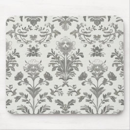 Alfombrilla De Ratón Damascado Floral Victoriano Blanco Vintage