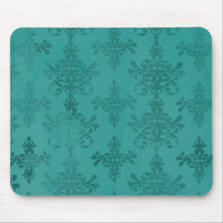 Alfombrilla De Ratón damasco afligido verde azul oscuro