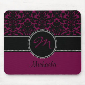 Alfombrilla De Ratón Damasco blanco Mousepad del negro del ciruelo del