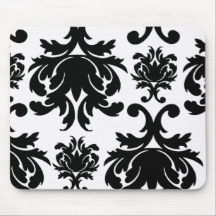 Alfombrilla De Ratón damasco blanco negro ornamental